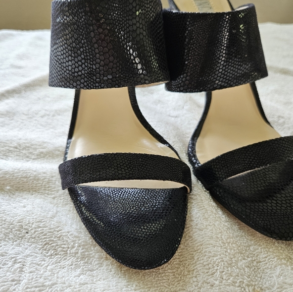 I-N-C International Concepts High Heel Stilletto Sandal Gloss Black / Tan - Picture 10 of 11